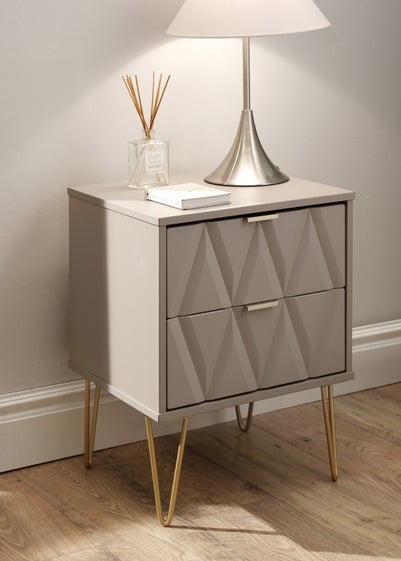 Ready Assembled Prism 2 Drawer Bedside Table