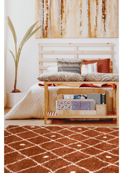 Homemaker Terracotta Snug Shaggy Diamond Rug