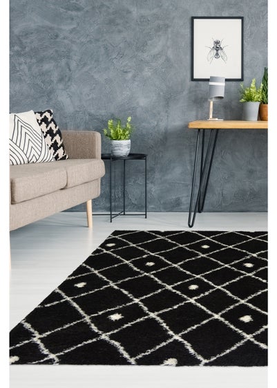 Homemaker Black Snug Shaggy Diamond Rug