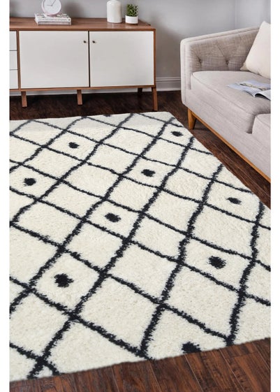 Homemaker White Snug Shaggy Diamond Rug