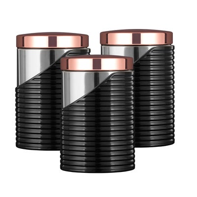 Tower Linear Rose Gold Set Of 3 Canister - One Size