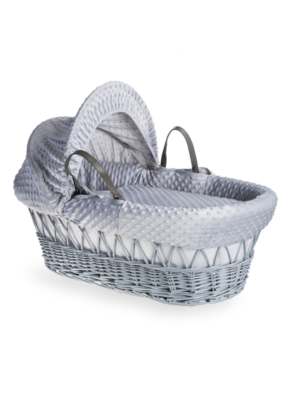 Clair de Lune Grey Dimple Wicker Moses Basket - One Size