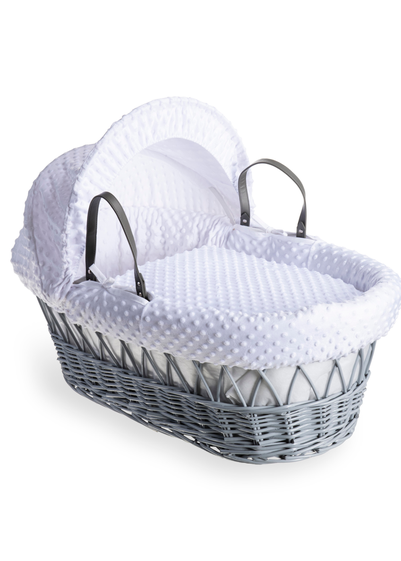 Clair de Lune White Dimple Wicker Moses Basket - One Size