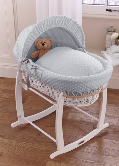 Clair de Lune Grey Dimple Wicker Moses Basket