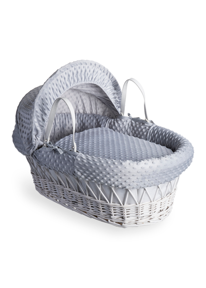 Clair de Lune Grey Dimple Wicker Moses Basket - One Size