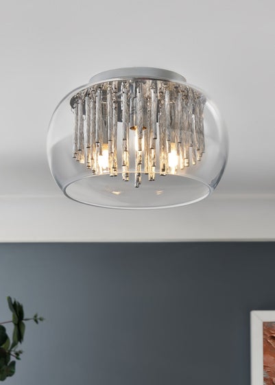 Inlight Chrome Rods 3 Light Flush Ceiling Light (15cm x 24cm x 24cm)