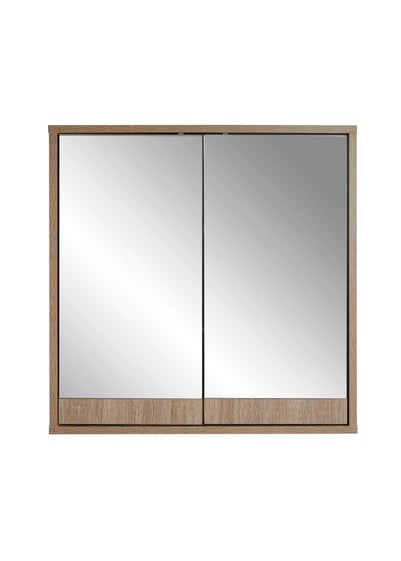 Lloyd Pascal Castleton Oak Effect Double Mirror Cabinet Natural (60cm x 60cm x 15cm) - One Size