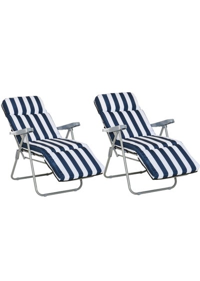 2 Pack Outsunny Folding Sun Loungers - One Size