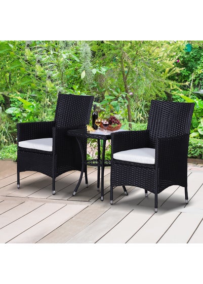 Outsunny 3 Piece Rattan Garden Bistro Furniture Set