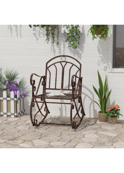 Outsunny Metal Single Chair 1 Seater Garden Outdoor Rocking Chair Vintage Style Bronze