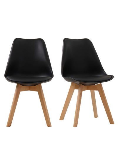 LPD Furniture Set of 2 Louvre Chairs Black