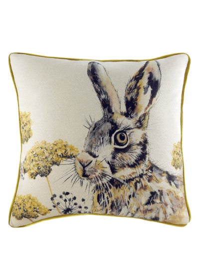 Evans Lichfield Watercolour Hare Cushion (50cm x 50cm x 8cm) - One Size
