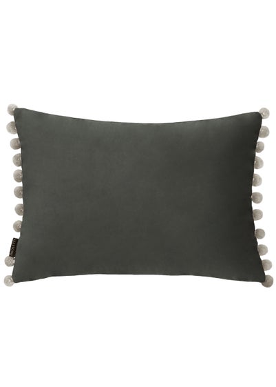 Paoletti Fiesta Pom-Pom Velvet Cushion (35cm x 50cm x 8cm) - One Size