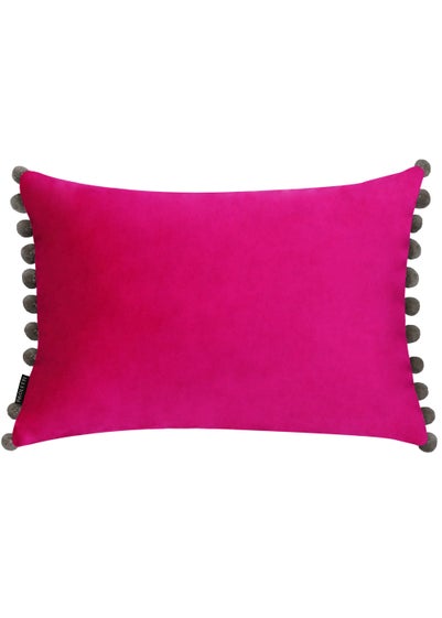 Paoletti Fiesta Pom-Pom Velvet Cushion (35cm x 50cm x 8cm) - One Size