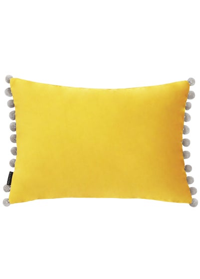 Paoletti Pom-Pom Velvet Cushion (35cm x 50cm x 8cm) - One Size