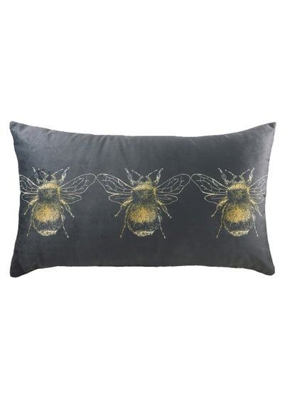 Evans Lichfield Velvet Bee Portrait Cushion (30cm x 50cm x 8cm) - One Size