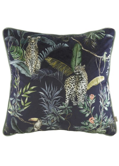 Evans Lichfield Jungle Leopard Velvet Cushion (43cm x 43cm x 8cm) - One Size