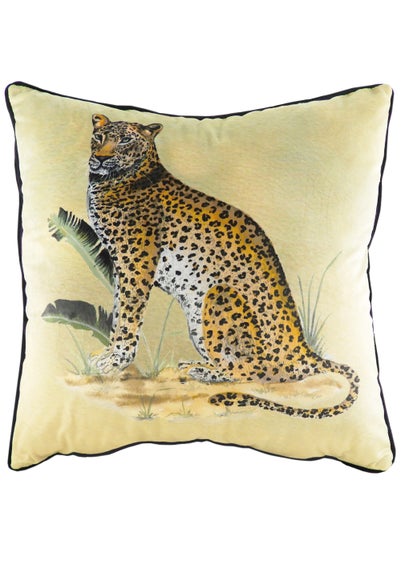 Evans Lichfield Leopard Velvet Cushion (50cm x 50cm x 8cm) - One Size