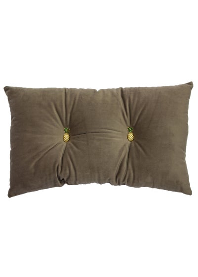 Paoletti Pineapple Button Velvet Cushion (30cm x 50cm x 8cm)