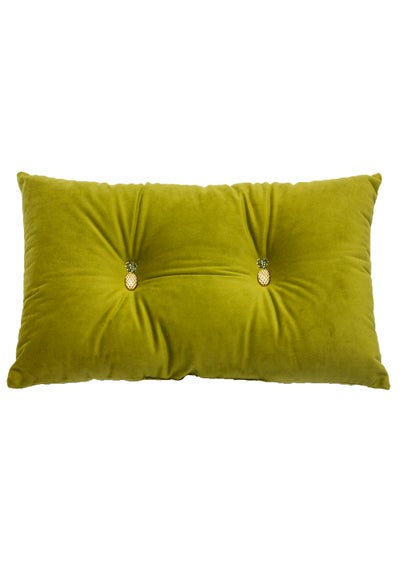 Paoletti Pineapple Button Velvet Cushion (30cm x 50cm x 8cm) - One Size