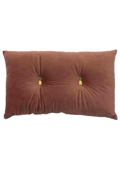 Paoletti Pineapple Button Velvet Cushion (30cm x 50cm x 8cm)