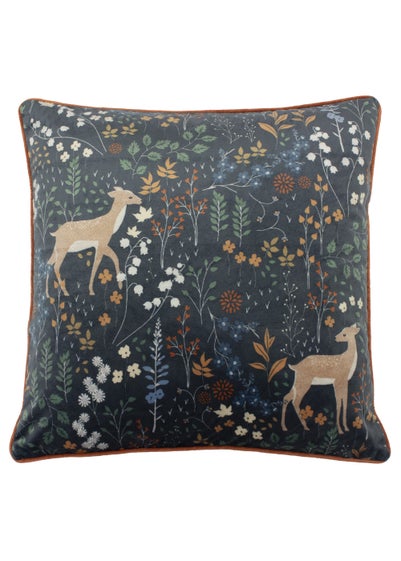 furn. Woodland Botanical Velvet Cushion (50cm x 50cm x 8cm) - One Size