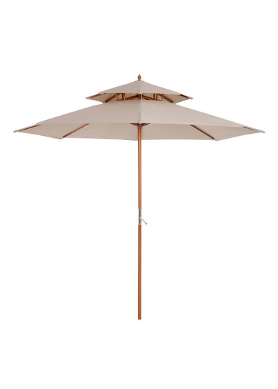 Outsunny 2.7 m Garden Parasol Umbrella, Double Tier Garden Umbrellas Outdoor Sun Umbrella