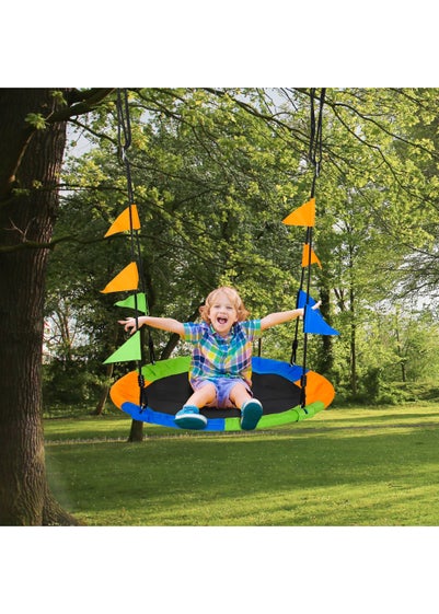 Outsunny Saucer Tree Swing with Metal Frame (100cm x 100cm x 180cm)