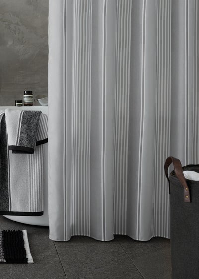 Catherine Lansfield Textured Stripe Shower Curtain