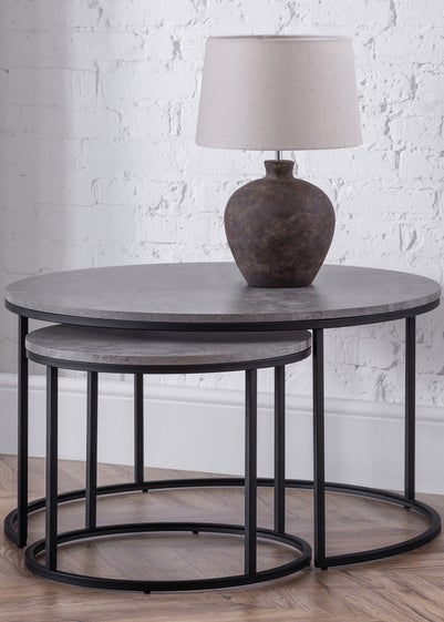 Julian Bowen Staten Concrete Round Nesting Coffee Table (50 x 80 x 80 cm)