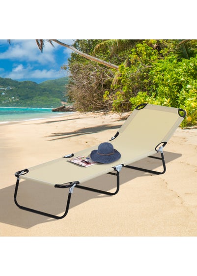 Outsunny 2 Piece Folding Sun Lounger Portable Recliner (190cm x 56cm x 28cm)