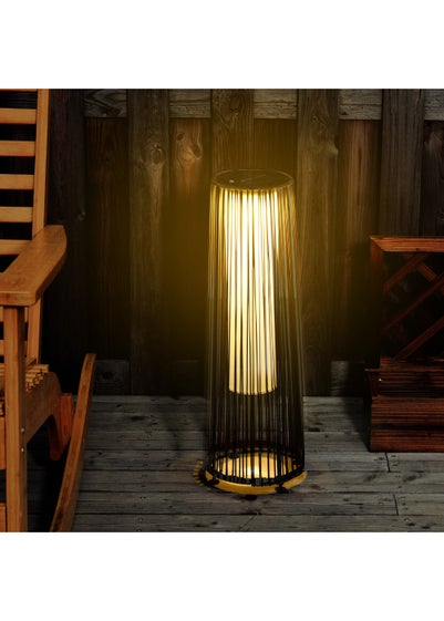 Outsunny Garden Solar Powered Lights Woven Wicker Lantern