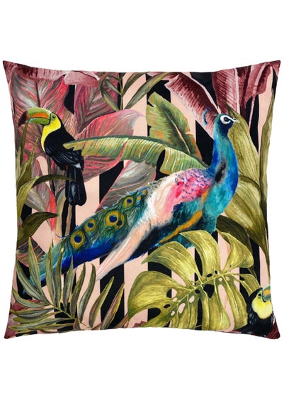 Evans Lichfield Toucan & Peacock Outdoor Filled Cushion (43cm x 43cm x 8cm) - 43W X 43D