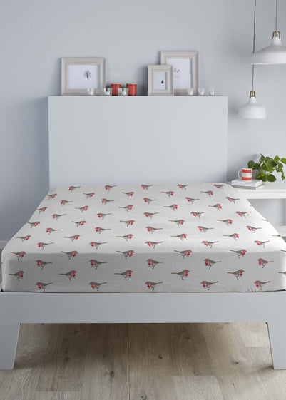 Fusion Christmas Robin Fitted Bed Sheet - Single
