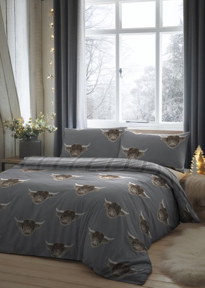 Fusion Highland Cow Grey Duvet Cover Set - Single