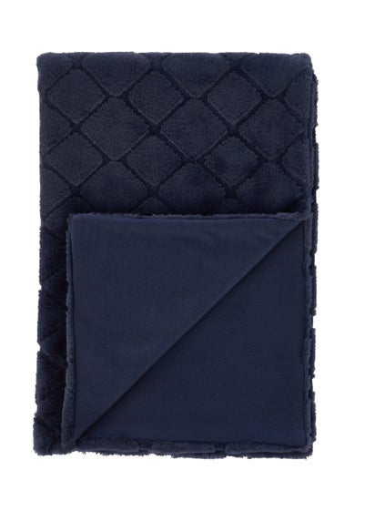 Catherine Lansfield Cosy Diamond 130x170cm Soft Blanket Throw - One Size