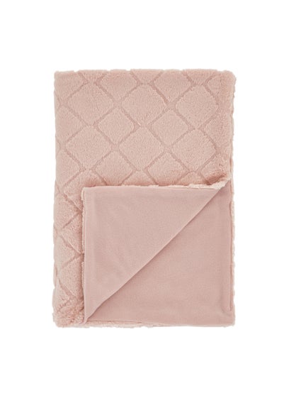 Catherine Lansfield Cosy Diamond 130x170cm Soft Blanket Throw - One Size