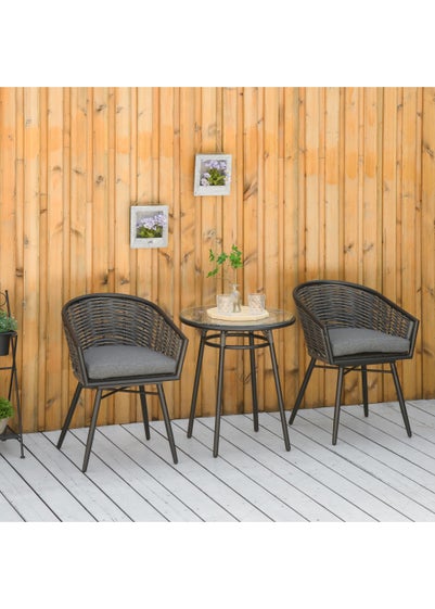 Outsunny 3 Piece Resin Wicker Bistro Outdoor Furniture Set