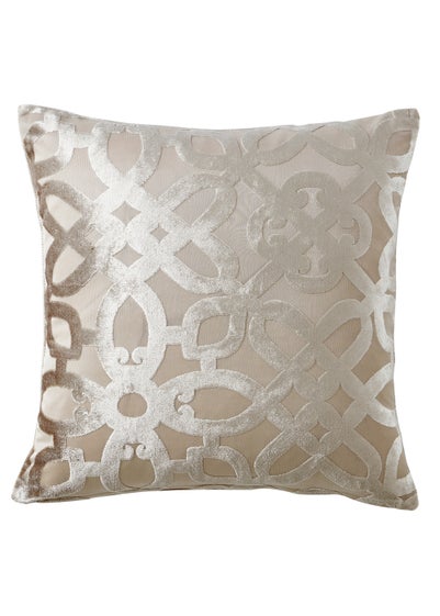 Catherine Lansfield Lattice Cut Velvet Cushion (45x45cm) - 43W X 43D