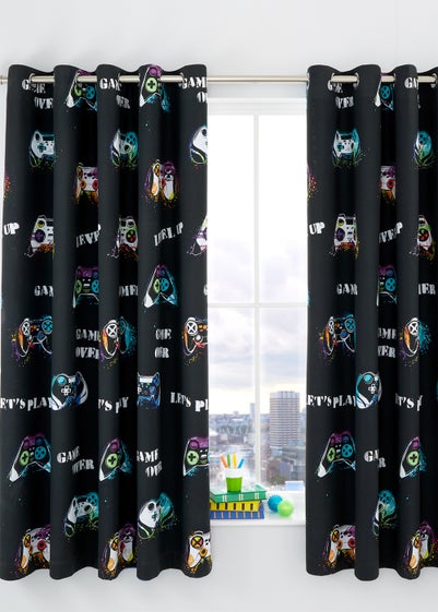 Catherine Lansfield Game Over Reversible Eyelet Curtains