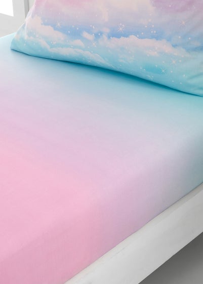 Catherine Lansfield Ombre Rainbow Clouds Fitted Bed Sheet - Fitted Single
