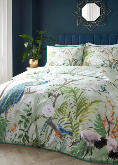 Soiree Peacock Jungle Sateen Multi Duvet Cover Set