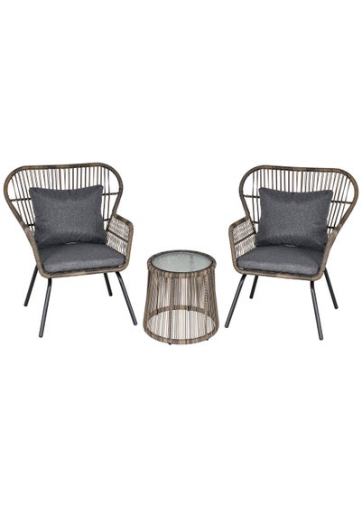 Outsunny 3 Piece Rattan Garden Furniture Set with Cushions