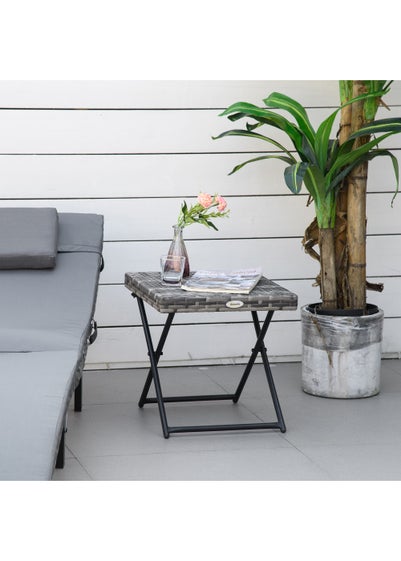 Outsunny Folding Square Bistro Rattan Coffee Table (40cm x 40cm x 40cm)