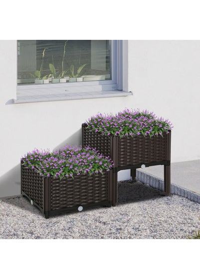 Outsunny 40cm x 40cm x 44cm Set of 2 26L Garden Raised Bed Elevated Patio Flower Plant Planter Box