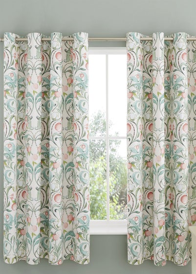 Catherine Lansfield Clarence Floral Lined Eyelet Curtains - 66W X 72D (168x183cm)