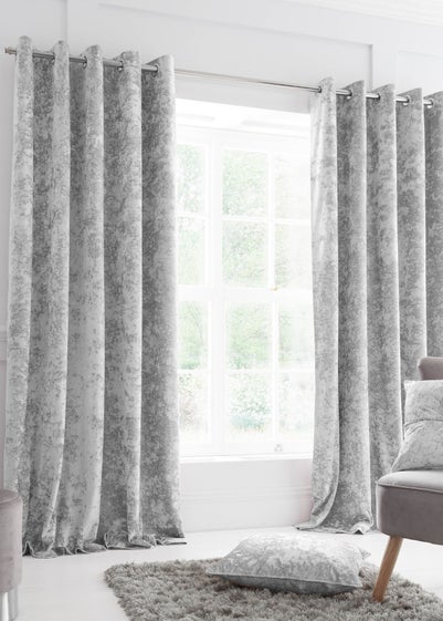 Catherine Lansfield Crushed Velvet Lined Eyelet Curtains