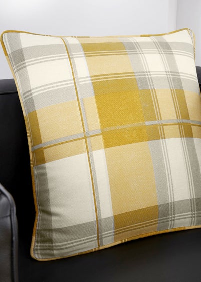 Fusion Balmoral Check Yellow Filled Cushion (43cm x 43cm)
