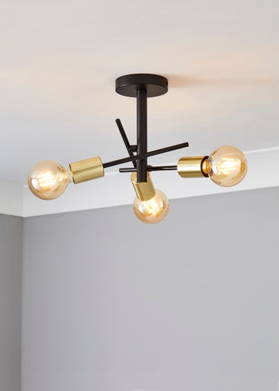 Inlight Tribecca Semi Flush 3LT Ceiling Light (48cm x 48cm x 21cm)