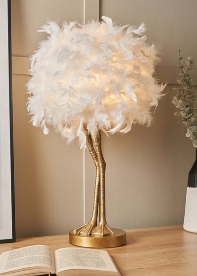 Inlight Ostrich Feather Table Lamp (50cm x 30cm x 30cm)